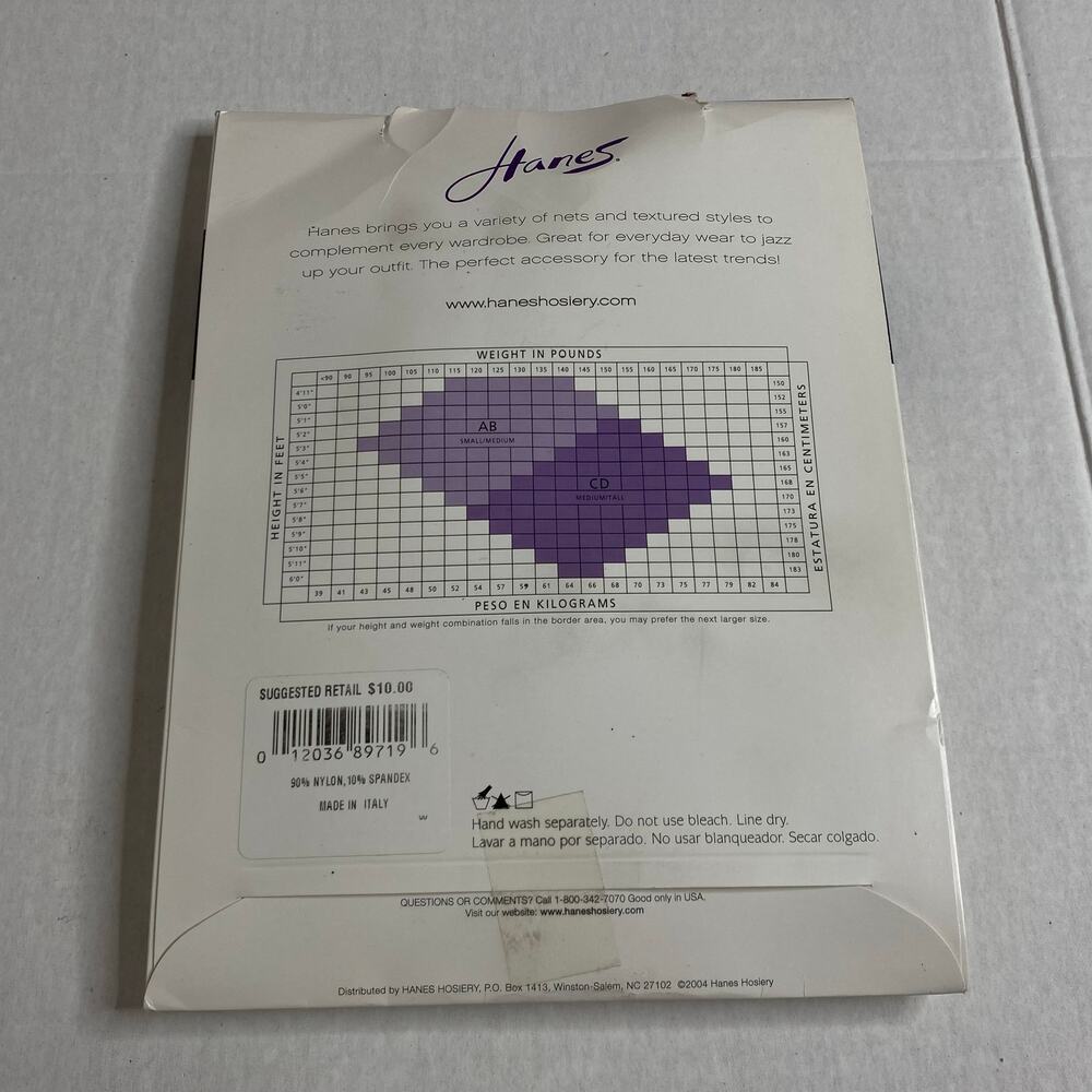 Hanes Fishnet Chevron Net Vintage Tights Black Imperfect Size AB Grunge Goth - Picture 6 of 12